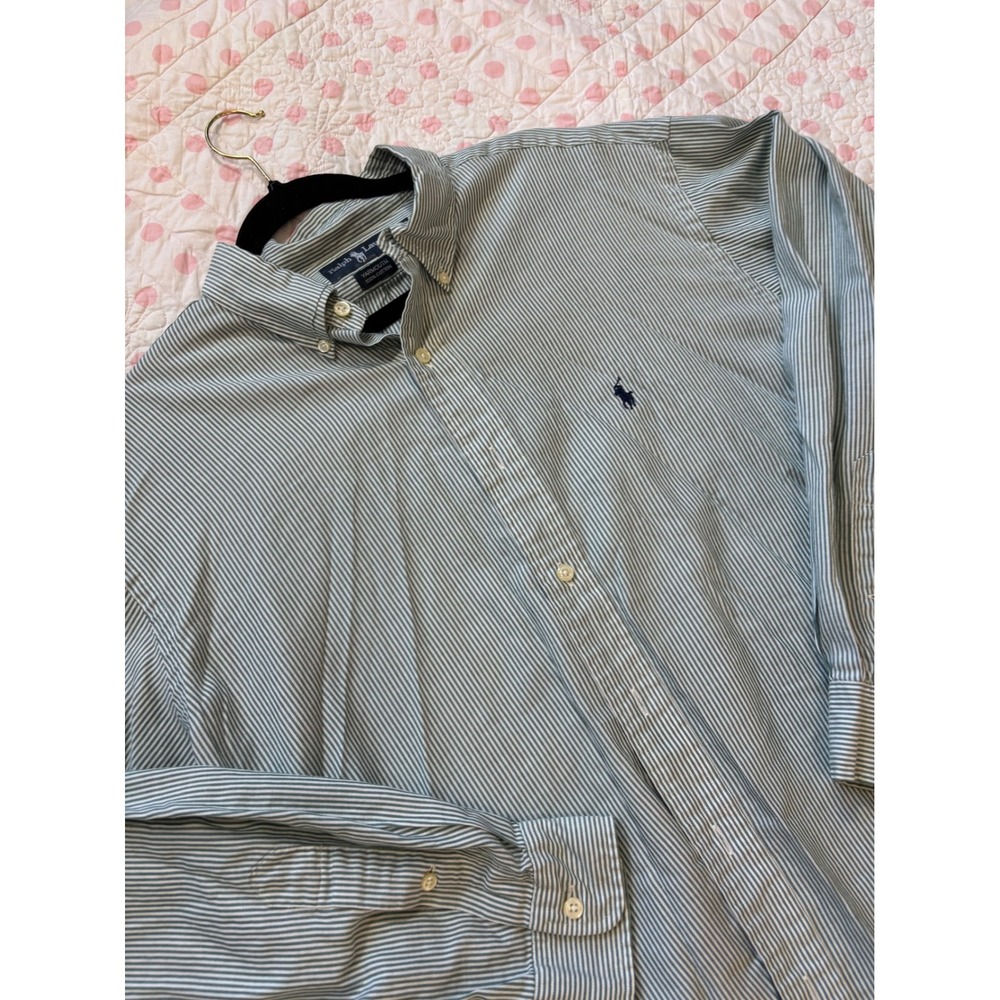 Ralph Lauren Yarmouth Mens Striped Button Down Long Sleeve Shirt size 17 32/33